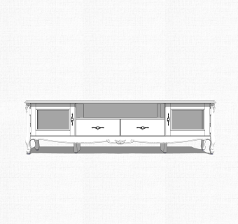 欧式电视柜草图大师模型，电视柜SKP模型下载