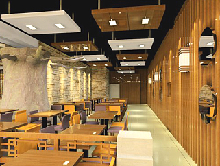 日韩料理店施工图CAD图纸，料理店cad设计图纸下载