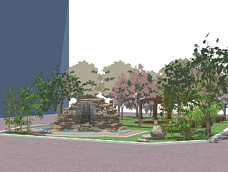 <em>中式公园</em>景观草图大师模型，公园景观sketchup模型下载