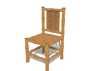 现代竹椅草图大师模型，椅子sketchup模型下载