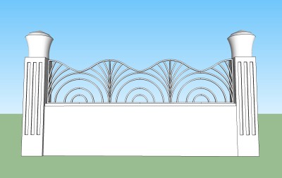 现代围墙围栏草图大师模型，围墙sketchup模型skp模型下载