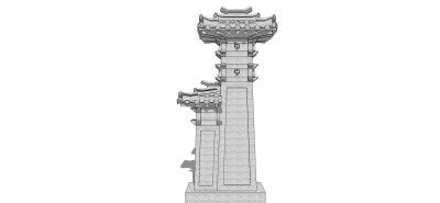 中式汉代石阙草图大师模型下载、汉代石阙su模型下载