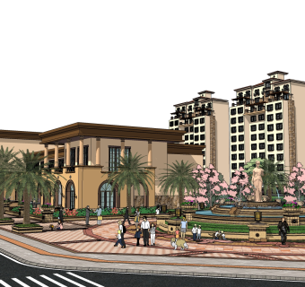 欧式售楼处建筑方案草图大师模型，建筑构件sketchup模型免费下载