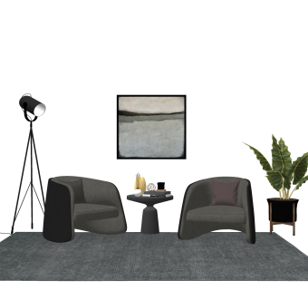 现代布艺单人沙发组合草图大师模型，单人沙发组合sketchup模型下载