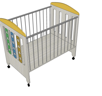 现代婴儿床草图大师模型，婴儿床skb文件下载