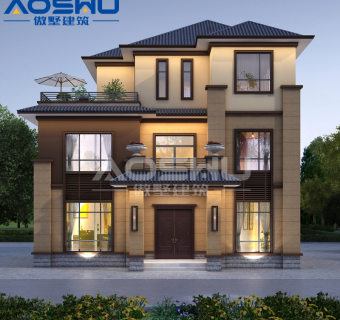 新农村欧式别墅房屋建筑设计图纸，全套三层经济型自建房小洋楼设计图下载