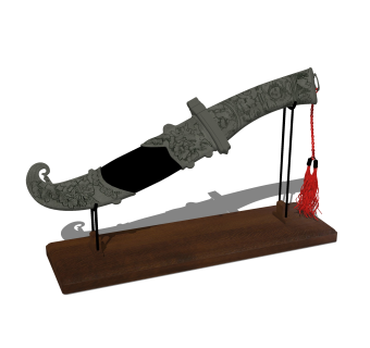 中式腰刀摆件草图大师模型,现代装饰品su模型下载