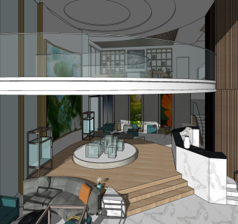 现代售楼处草图大师模型，售楼部建筑sketchup模型免费下载