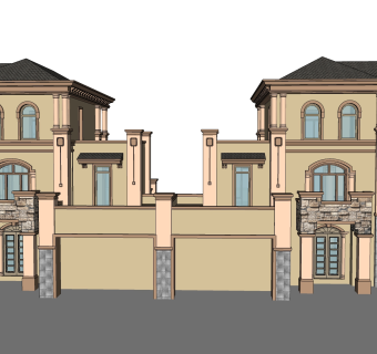 欧式别墅外观草图大师模型，SU模型免费下载