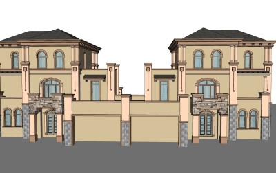 欧式别墅外观草图大师模型，SU模型免费下载