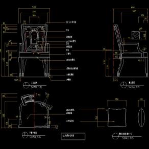 中式餐椅施工图CAD图纸
