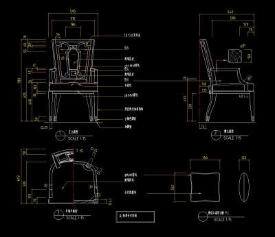 中式餐椅施工图CAD图纸