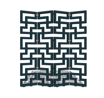 现代中式屏风草图大师模型，隔断屏风sketchup模型下载