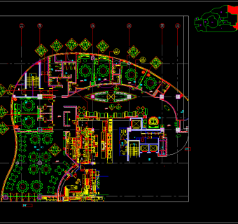现代北京五星酒店中餐厅cad施工图，餐厅cad图纸下载