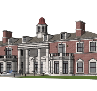 欧式酒店草图大师模型，酒店sketchup模型免费下载