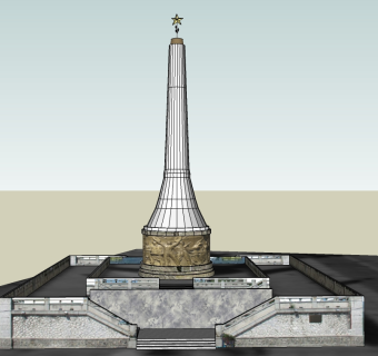 佳木斯松花江防洪纪念塔su模型，纪念塔sketchup模型下载