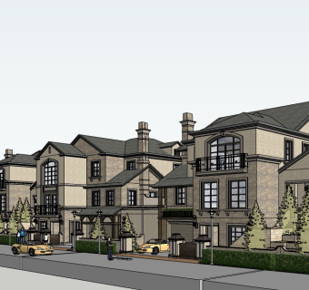 欧式独栋别墅草图大师模型，sketchup别墅su模型下载