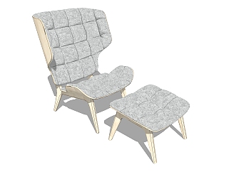 现代简约躺椅sketchup模型，椅子草图大师模型下载