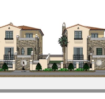 欧式别墅SU模型，别墅SKP模型下载