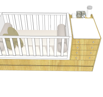 北欧风婴儿床草图大师，婴儿床skb文件下载