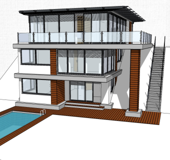 现代简约别墅草图大师模型，别墅skp模型下载
