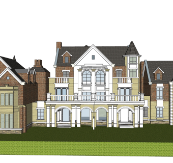 欧式别墅外观草图大师模型，SU模型免费下载