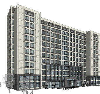 现代高层办公楼草图大师模型，高层办公楼sketchup模型免费下载