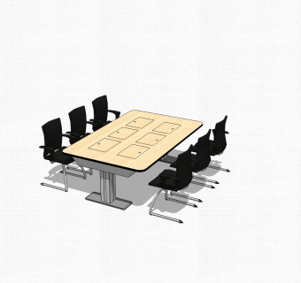 会议桌草图大师模型，会议桌skp模型，会议桌su素材下载