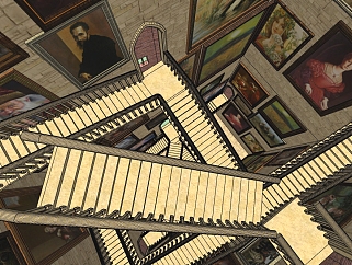 欧式城堡楼梯间草图大师模型，欧式城堡楼梯间sketchup模型下载