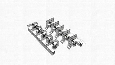 现代屏风隔断办工桌草图大师模型，办工桌skp模型下载