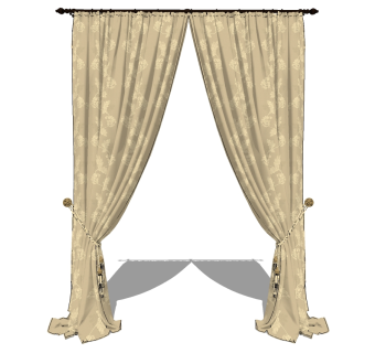 现代窗帘草图大师模型下载、现代窗帘su模型下载