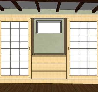 日式储物柜SU模型下载，储物柜草图大师模型sketchup模型