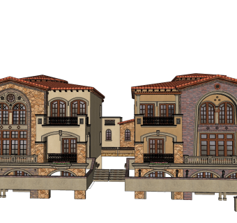 欧式别墅外观草图大师模型，SU模型免费下载