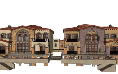 欧式别墅外观草图大师模型，SU模型免费下载