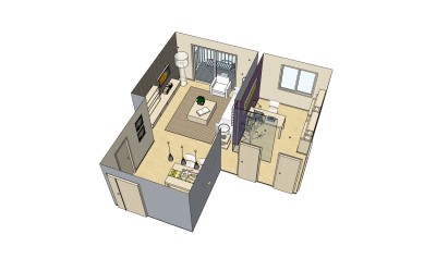  现代温馨的小户型草图模型，小户型草图模型sketchup下载