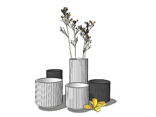 现代花瓶sketchup模型，花瓶草图大师模型下载