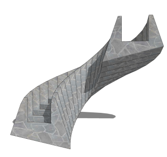 现代大理石弧形楼梯草图大师模型，sketchup模型免费下载
