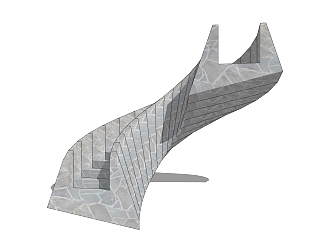 现代<em>大理石弧形楼梯</em>草图大师模型，sketchup模型免费...