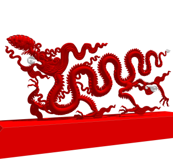 中国龙雕塑su模型,摆件草图大师模型下载