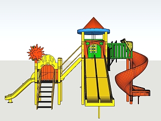 <em>现代儿童滑梯</em>草图大师模型，滑梯sketchup模型