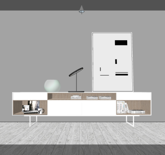 现代电视柜草图大师模型，电视柜sketchup模型下载
