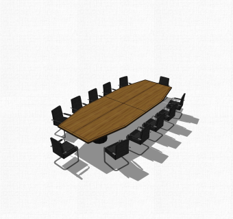 现代实木会议桌su模型，会议桌sketchup模型下载