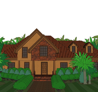 山间度假欧式别墅外观草图大师模型，SU模型免费下载