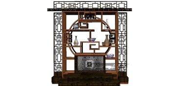 新中式博古架草图大师模型，博古架sketchup模型下载