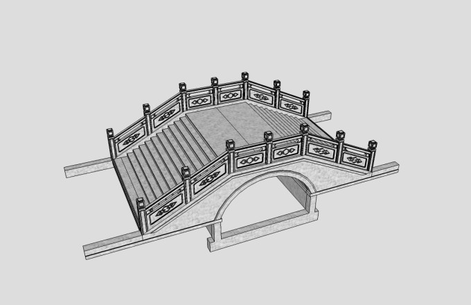 现代景观石桥草图大师模型，石桥sketchup模型下载