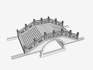 现代景观石桥草图大师模型，石桥sketchup模型下载