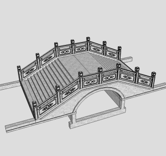 现代景观石桥草图大师模型，石桥sketchup模型下载