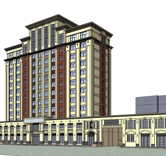 欧式酒店草图大师模型，酒店sketchup模型免费下载