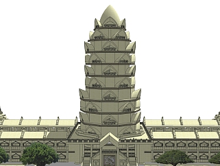 中式<em>寺庙</em>草图大师模型，<em>寺庙</em>SKP模型下载