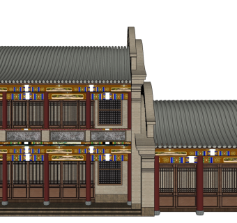 中式古建楼阁草图大师模型下载、古建楼阁su模型下载